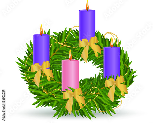 Advent wreath isolated on white
