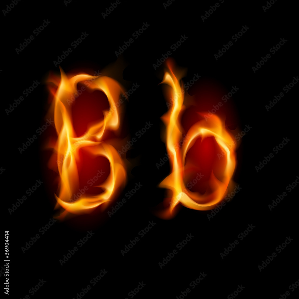 Fototapeta premium Fiery font. Letter B
