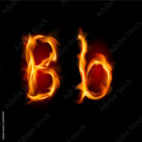 Fiery font. Letter B