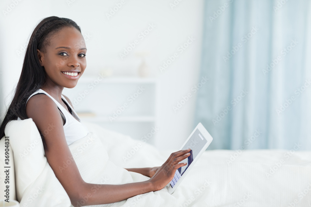 Beautiful woman using a tablet computer