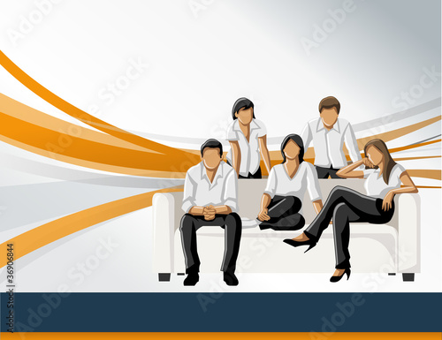 Template for advertising brochure with business people