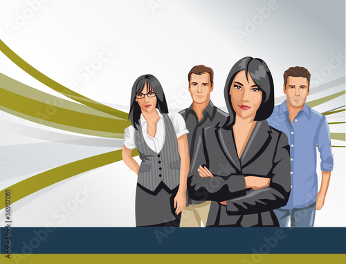 Template for advertising brochure with business people