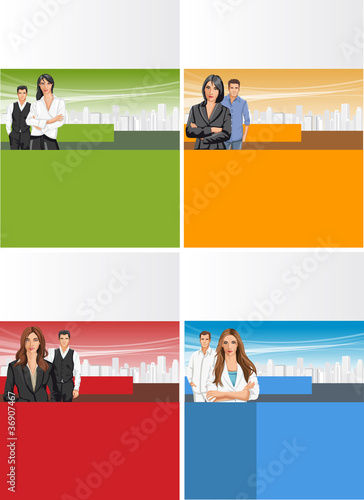Template for advertising brochure with business people
