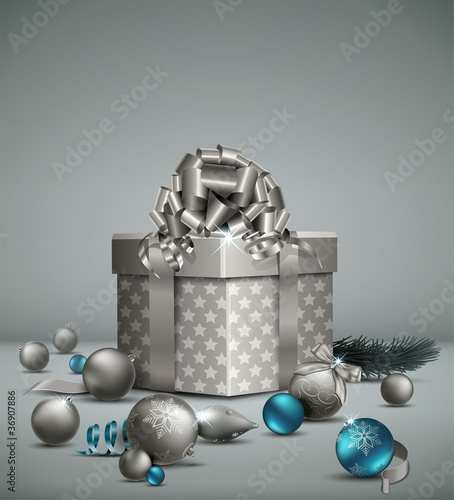 Christmas Background with ornaments. Vector Illustration.