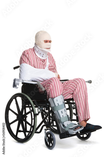 Injured man in a wheelchair photo