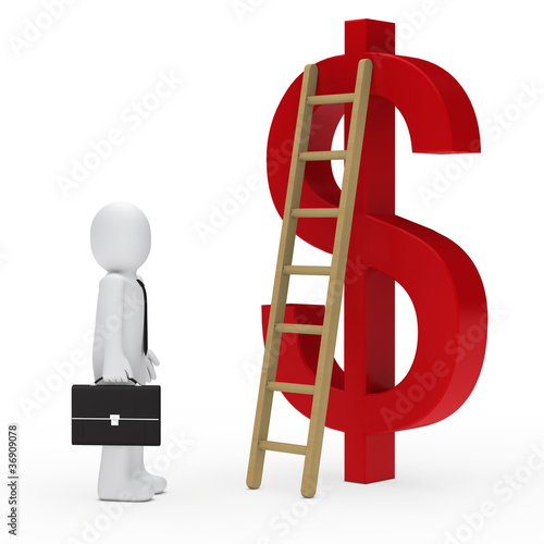business man ladder dollar red