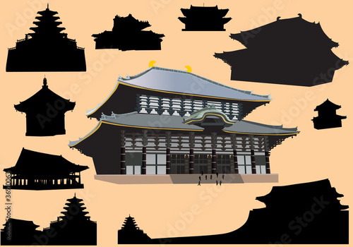 set of isolated pagodas