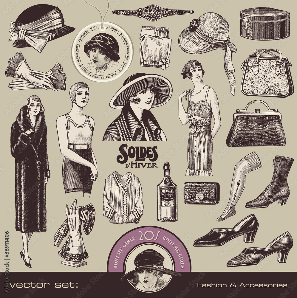 Obraz premium ladies fashion and accesssories of the 20s