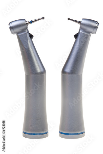 Two dental drill tools isolated over white background.