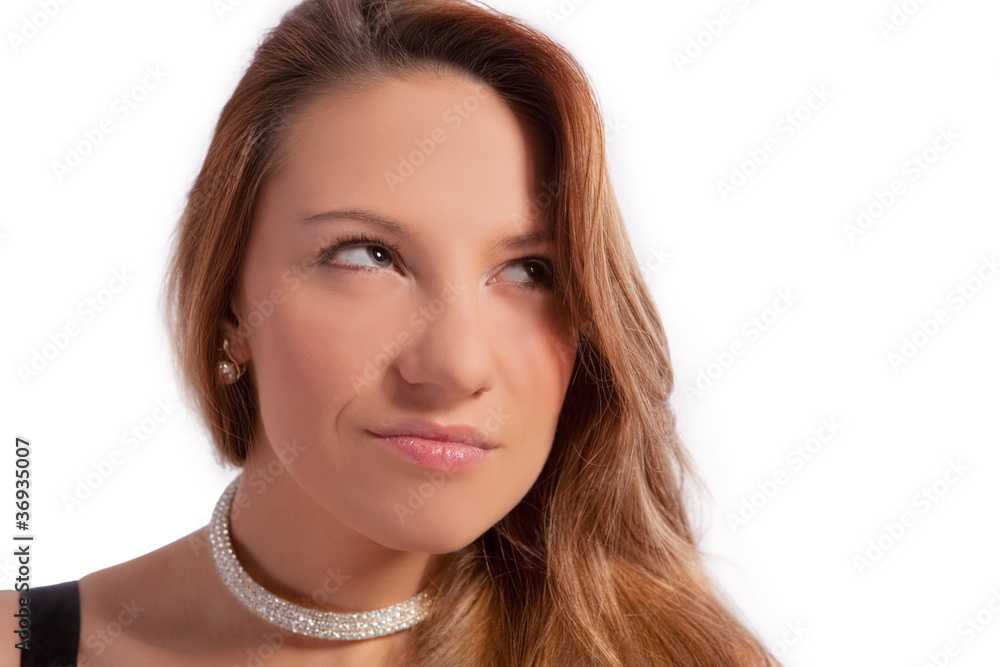 bdoubting blond girl isolated over white background bdoubting blond girl isolated over white background