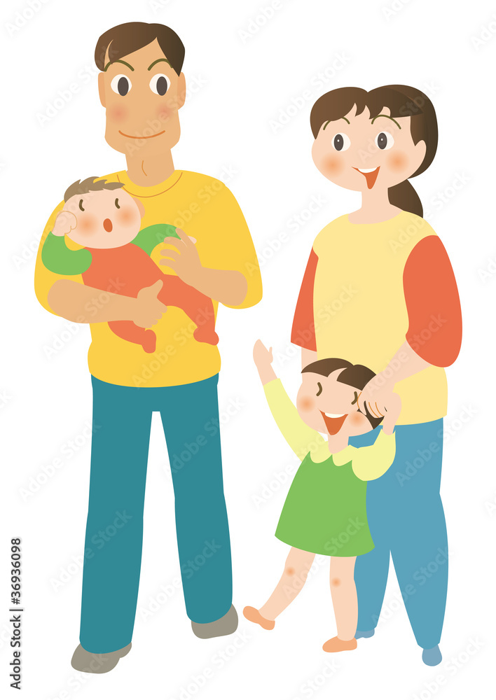 若い家族──夫婦に小さい子ども２人
