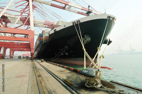 Cargo ship docked at the pier