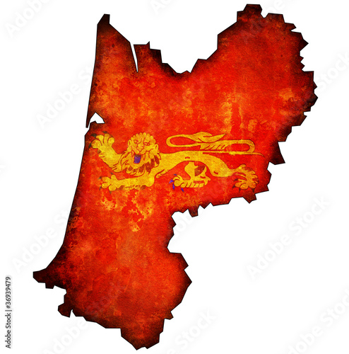 Quadro su tela map with flag of aquitaine