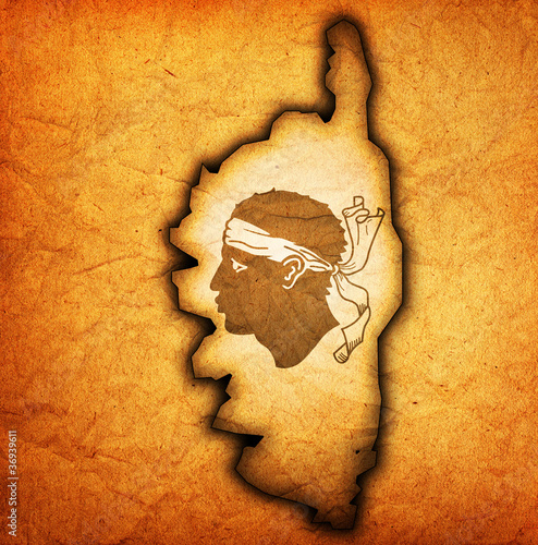 map with flag of corsica