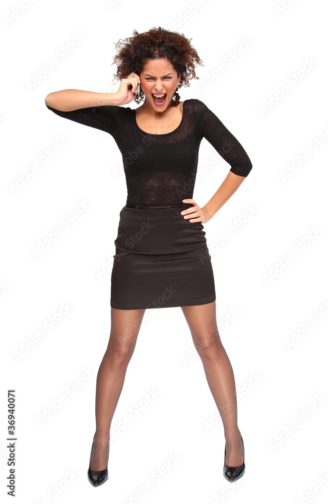 Fototapeta premium Frau mit Locken posiert