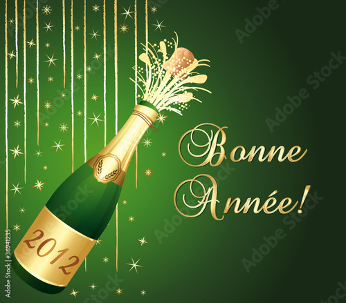 Bonne année 2012 ! Carte verte et or.