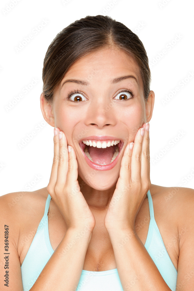 Surprised happy smiling young woman Surprised happy smiling young woman