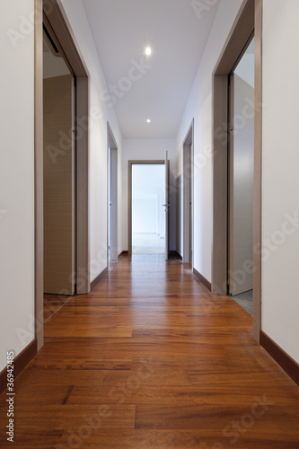 Fototapeta Naklejka Na Ścianę i Meble -  new apartment, empty corridor with open doors
