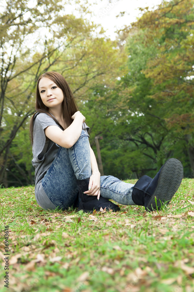 Beautiful young woman in the forest Beautiful young woman in the forest