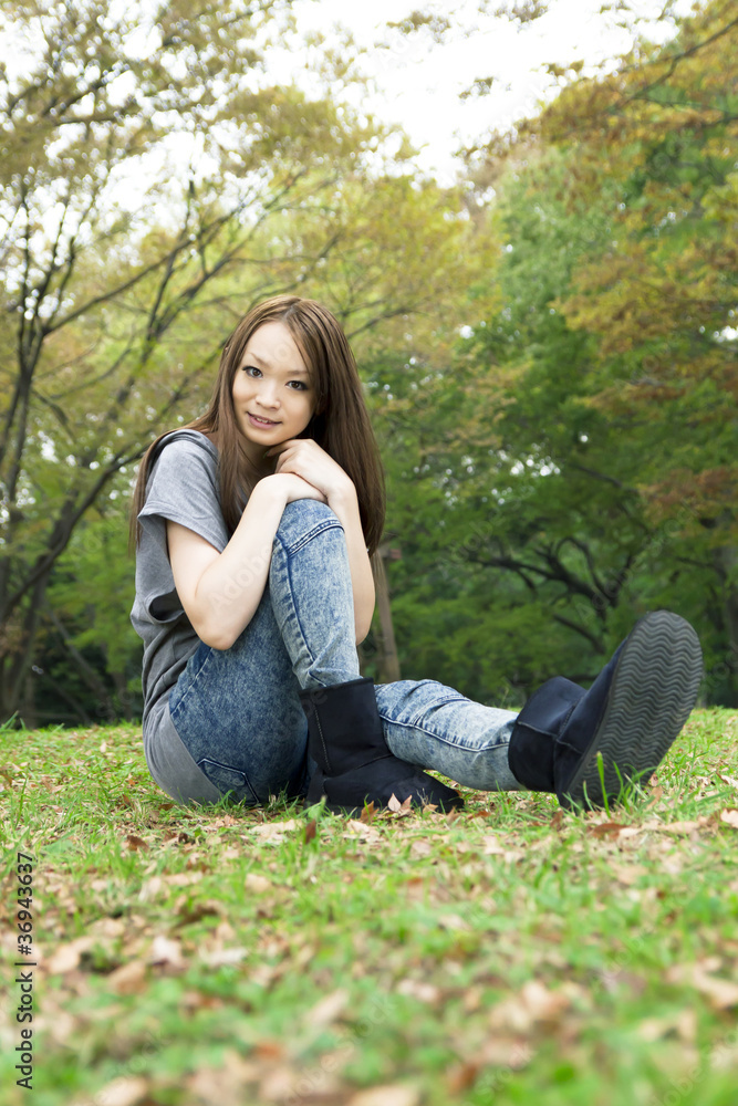 Beautiful young woman in the forest Beautiful young woman in the forest
