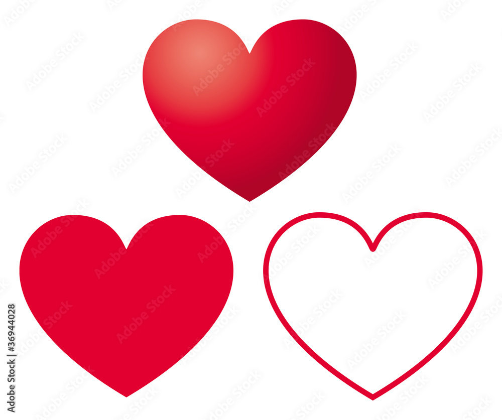 Three heart shapes. Illustration on white background. Vector. Three heart shapes. Illustration on white background. Vector.