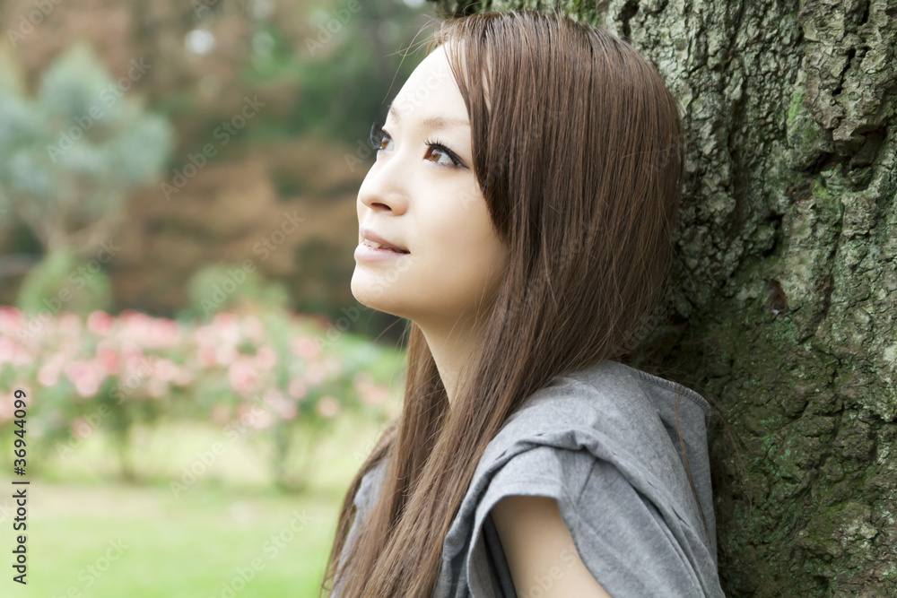 Beautiful young woman in the forest Beautiful young woman in the forest