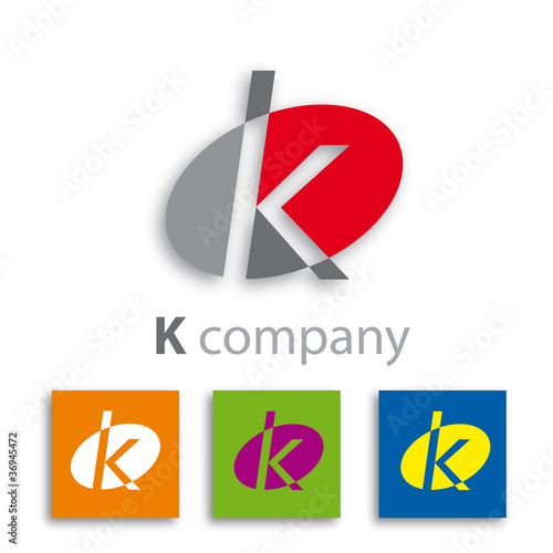Oval Logo initial letter K # Vector