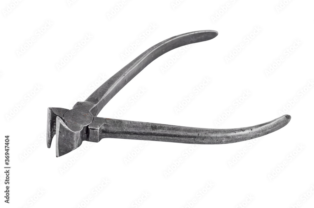 Old rusty nipper, isolated on white background Old rusty nipper, isolated on white background