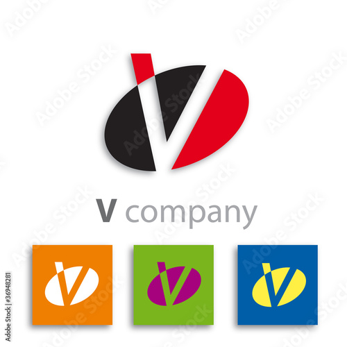 Oval Logo initial letter V # Vector