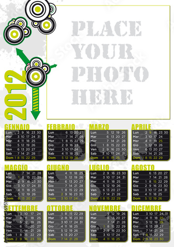 calendario 2012 in italiano con spazio per fotografia