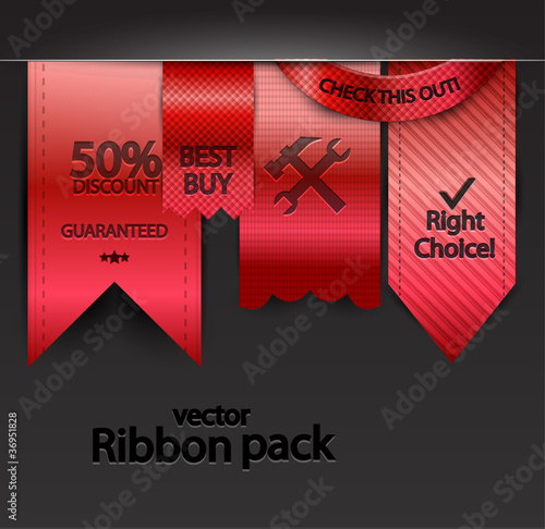 Set of vector red ribbons