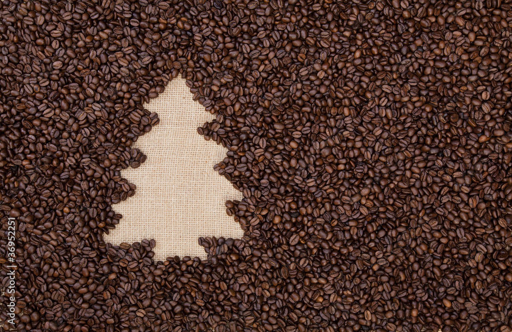 Fir tree made of coffee beans Fir tree made of coffee beans