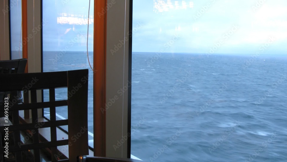 Empty chair in restaurant on cruise liner, time lapse Empty chair in restaurant on cruise liner, time lapse