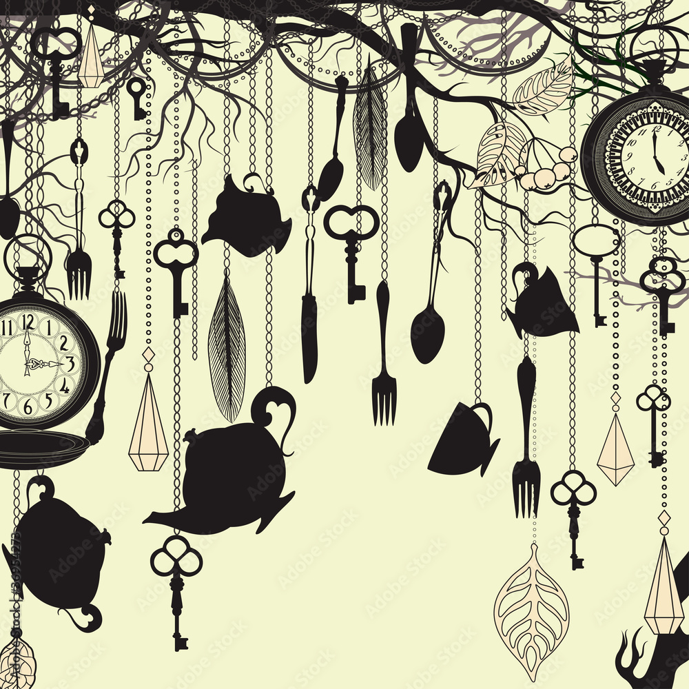 Antique background with tea party theme Stock Vector | Adobe Stock