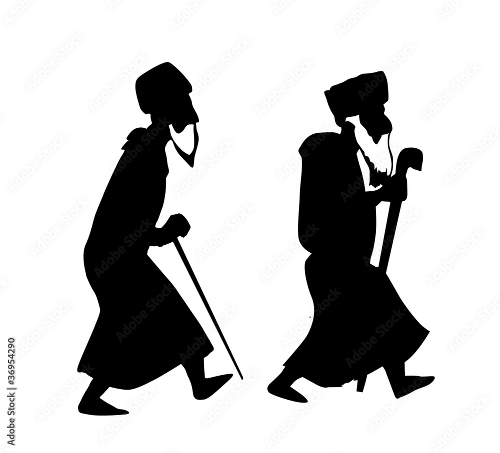 two oldsters on white background two oldsters on white background