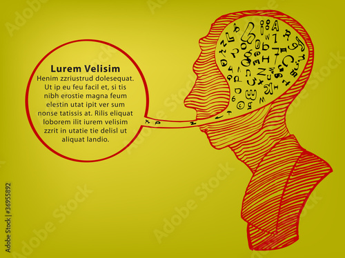 abstract text in head