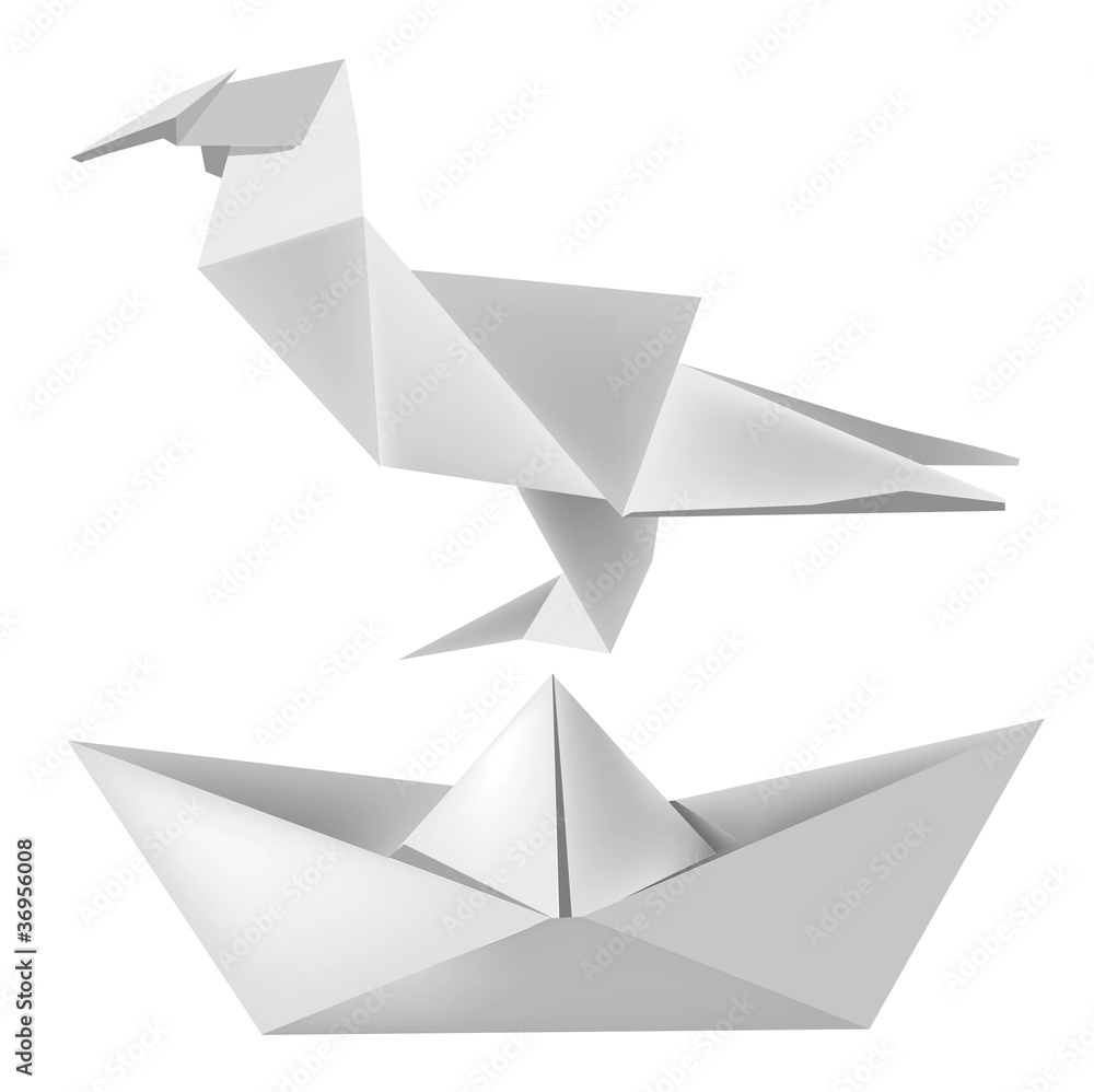 Fototapeta premium Origami_bird_boat