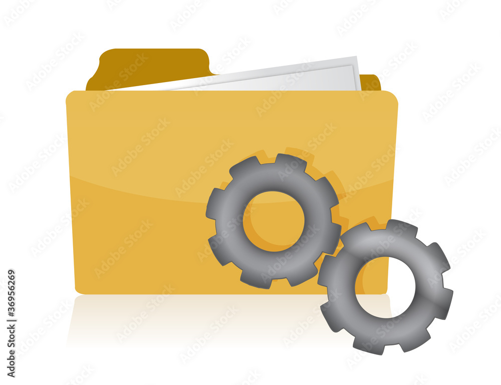 folder with gears illustration design on white background folder with gears illustration design on white background