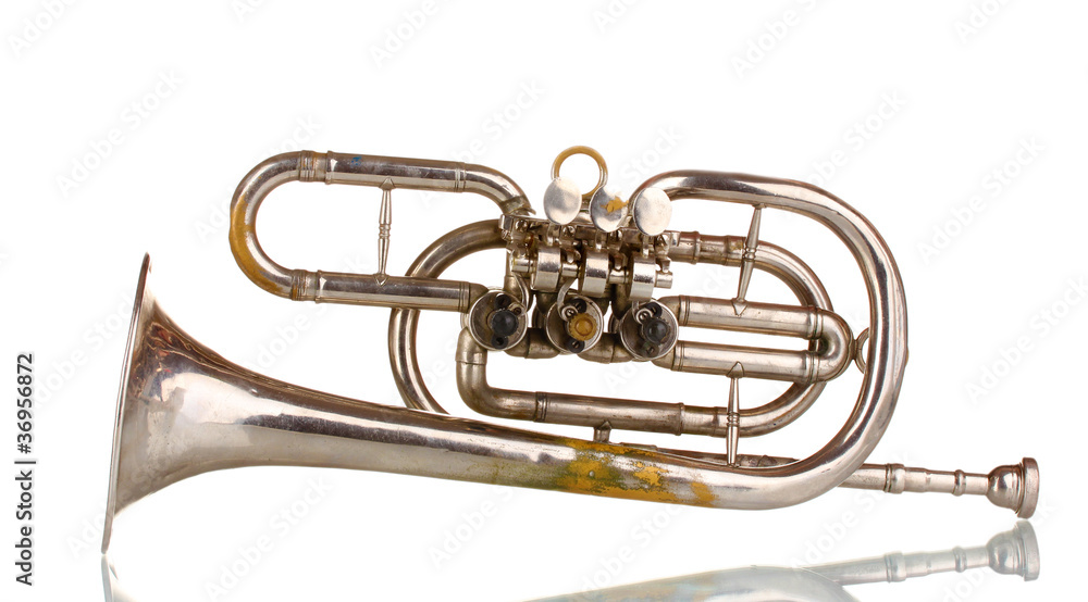 Fototapeta premium old trumpet isolated on white