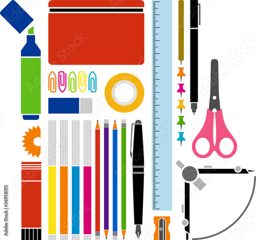 material escolar y de oficina vectorizado
