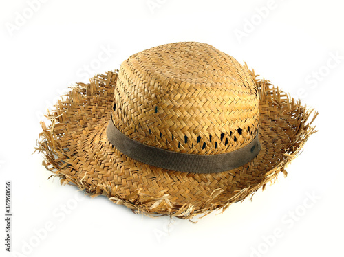 Straw hat on white background