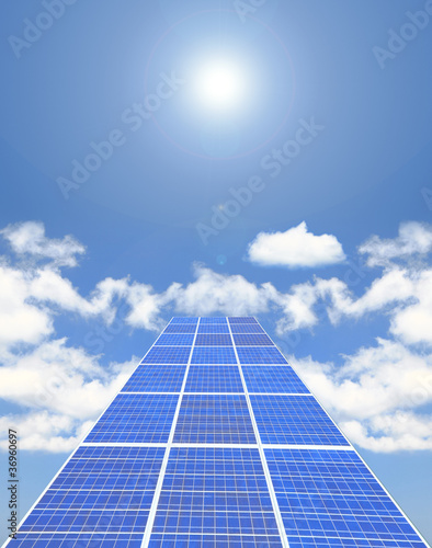 Solar panel with blue sky