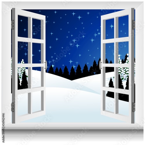 Paesaggio Neve alla Finestra-Winter Snow Landscape Window