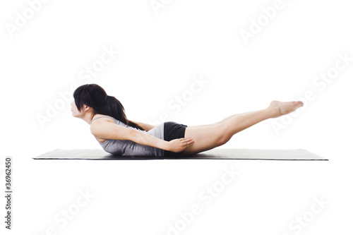 Chinese woman doing yoga.