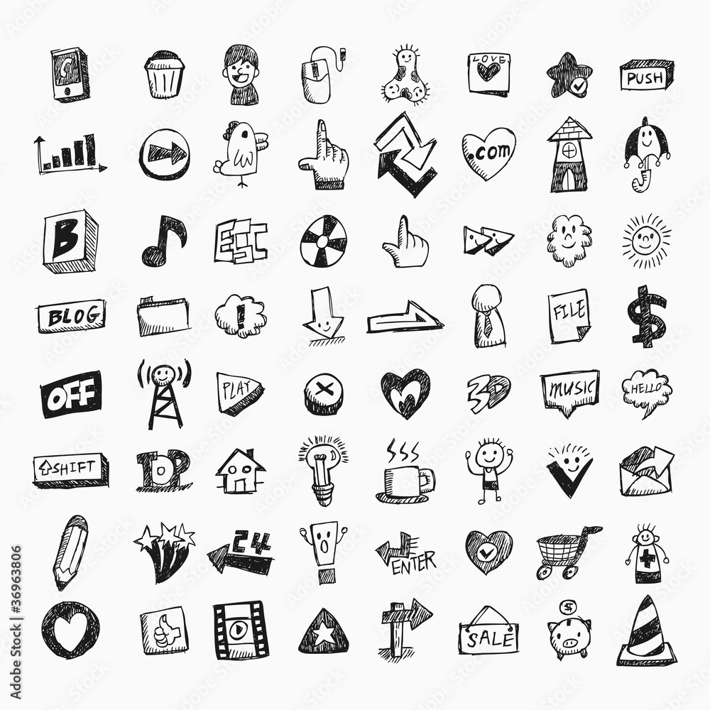 doodle web icons doodle web icons