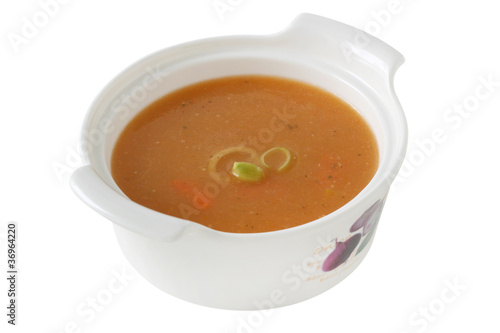 leek soup in bowl