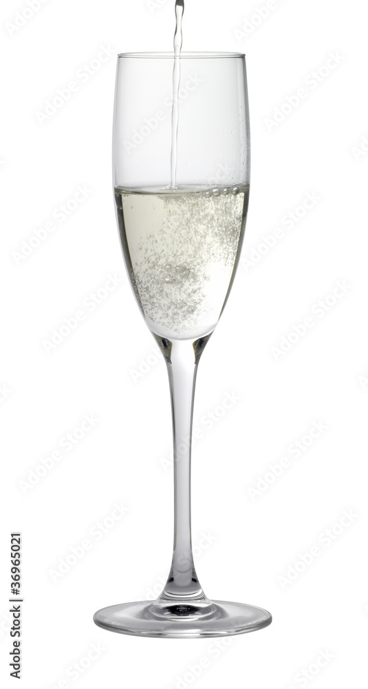 champagne glass while filling