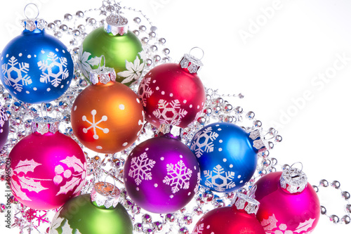 christmas balls with snowflake symbols