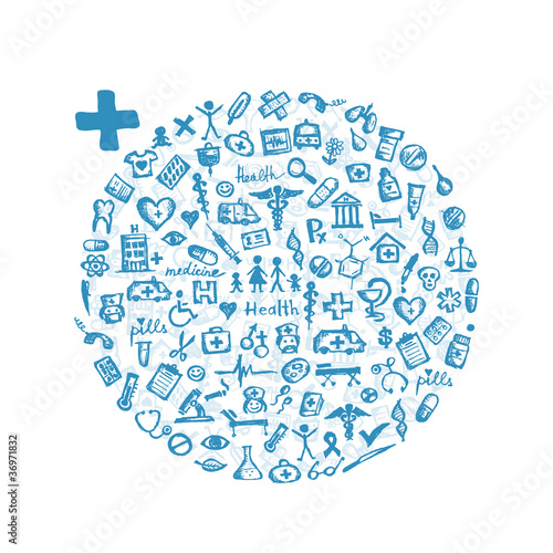 Frame with medical icons for your design