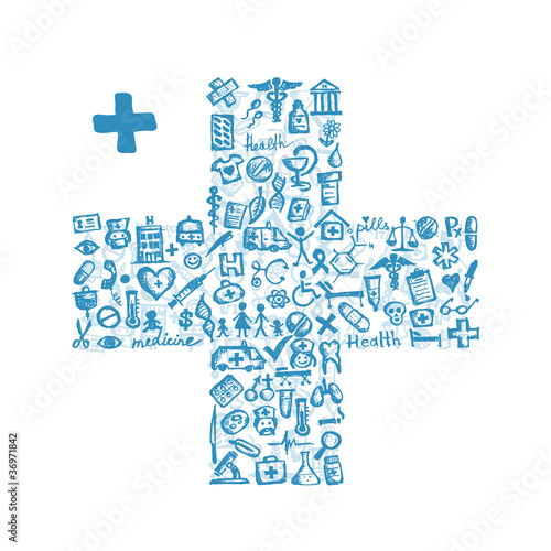 Cross shape with medical icons for your design
